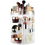 AMEITECH Makeup Organizer, 360 Degree Rotating Adjustable Cosmetic Storage Display Case with 8 Layers Large Capacity, Fits cosmetics, Makeup Brushes, Lipsticks and More, Clear