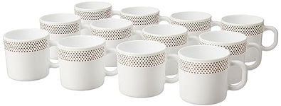 Larah by Borosil Waltz Opalware Mug, Set of 12 Tea/Coffee Mugs, 180 ml Each, Microwave & Dishwasher Safe, Bone-Ash Free, Crockery Set Ideal for Daily Use & Gifting, White