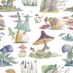 Vintage Flower Peel and Stick Wallpaper Mushroom Forest Self-Adhesive Wallpaper Removable,Decorative Waterproof Contact Paper and Shelf Liner,Home Decaration 17.3''x236''