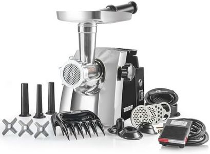 STX Turboforce Cadet 2000 Series 6-in-1 Powerful Home Use Electric Meat Grinder, Sausage Stuffer & Kubbe Maker • Foot Pedal • 4 Grinding Plates • 3 Stainless Steel Blades • 2 Meat Claws • Patty Press