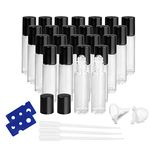 63Pack Roller Bottles, 10ML Essential Oil Glass Roller Bottles with Stainless Steel Roller Balls (4Openers,4 Funnels,6 Droppers) (63PCS 10ml Clear)