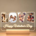 Personalised Valentine's Day Gifts for Him & Her, Personalised Love Photo Frames for Couple, Customised Acrylic Plaque with Night Light, Personalised Christmas Birthday Gifts for Women and Men