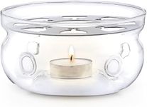 Teabloom Universal Tea Warmer (Large Size - 6 in / 15 cm Diameter) - Handcrafted with Heat Proof & Lead-Free Glass - Tealight Candle Included