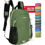 15L Waterproof Hiking Daypack, Small Backpack Travel Outdoor, Lightweight Day Pack with Tool Loops(Army Green)