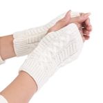 Bold N Elegant Knitted Woollen Warm and Comfortable Fingerless Gloves Thermal Mittens Winter Gloves Accessories Hand Warmer Gloves (White)