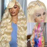 613 Body Wave Lace Front Wig Human Hair - 613 Lace Front Wig Human Hair 13X6 Transparent Lace, Blonde Lace Front Wigs Human Hair Pre Plucked With Baby Hair 150% Density Wigs for Women