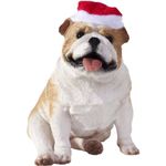 Sandicast Fawn Bulldog with Santa Hat Christmas Ornament