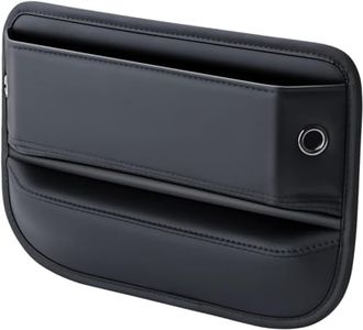 Sawanork Car Seat Gap Filler, Leather Car Front Seat Gap Filler Organizer and Storage Automotive Accessories for Phones, Glasses, Keys, Cards, Wallet (Black)