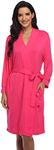 Women's Kimono Robe Short Knit Bathrobe Soft House Sleepwear Lightweight Ladies Loungewear, Rose, Large