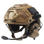 Tactics Fast Helmet Combined, Airsoft Helmet with Military Headset and Multicam Helmet Cover Paintball Protection Equipment for Airsoft Paintball CS Game