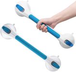 LEVERLOC Suction Grab Bars for Shower, Heavy Duty Balance Assistance Handle with Anti-Slip Grip, No Drill Removable Bathtub Handrail for Elderly, Seniors, and Bathroom Safety, 2-Pack, Blue