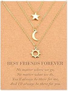 SUNSH Sun and Moon Best Friend Necklaces for 3 Women Teens Girls Friendship Bessties Necklace Set Sister Jewelry BFF Gifts for Her Gold
