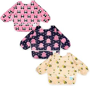 3 Pcs Long Sleeved Bib Set|Baby Waterproof Bibs with Pocket Bundle|Toddler Bib with Sleeves|Stain Resistance Smock 6-24 Month, Octopus-panda-bee