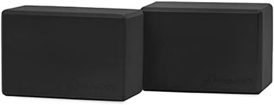 ProsourceFit Foam Yoga Blocks Set of 2, High Density EVA Yoga Bricks, Sturdy Yoga Prop Large Size 4â€x 6â€ x 9â€ (Black) (ps-2403-blocks-black)