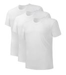 DAVID ARCHY Men's Undershirt Micro Modal Moisture-Wicking White T-Shirts Stretch Crewneck Tees for Men, 3 Pack (M, White)