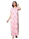 9shines Label Hosiery Cotton Nighty | Night Gown| Nightdress |Maxi for Women (Rose Pink, XXL)