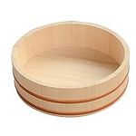 Adima 12 Sizes Wooden Hangiri Sushi Oke Rice Mixing Bowl Tub Rice Making Pan with Copper Banding for Sushi Restaurant (White Pine Wood),30x7.5cm