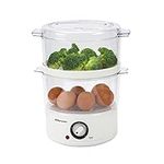 EMtronics 2-Tier Food, Meat & Vegetable Steamer with 60 Minute Timer, 4 Litres - White