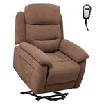 Giantex Power Lift Recliner Chairs for Elderly, Fabric Electric Recliner Chair w/Side Pocket & Remote Control, Living Room Reclining Chair for Seniors Home Theater Bedroom (Brown)