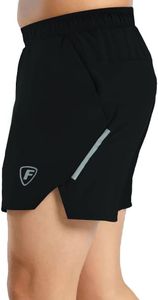 FDX Men’s Running Shorts - Active Dry Lightweight Gym Shorts, Breathable Quick Dry Workout Shorts for Bodybuilding Fitness, Training, Running, Jogging, with 2 Zip Pockets (Black-XXL)