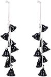 2 Pieces Witch Bells for Door Knob for Protection Handmade Decorative Door Hanging Bell Witch Wind Chimes for Boho Home Room Decor (Black)