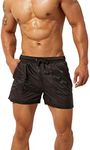 SEOBEAN Mens Translucent Sport Swim Beach Surf Shorts (Large, 00603 Black)