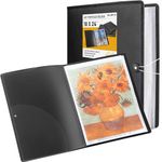 Nicpro 18x24 Large Art Portfolio Folder, 30 Pockets Display 60 Pages Artist Portfolio Folder with Clear Plastic Sleeves, Presentation Storage Book for Kids & Artists Artwork Dr awing, Painting Black