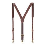 Tourbn TOURBON Heavy Duty Suspenders Genuine Leather Men's Braces for Trousers Adjustable Y Shape 3cm Wide Suspender