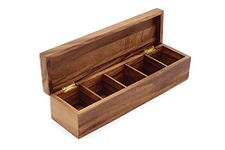 White Whale Wooden Tea Box Tea Chest Spice Organizer with Compartment