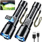 Rechargeable Flashlight 990000 High Lumen, Brightest LED Flashlights with IPX7 Waterproof, Zoomable, 6 Lighting Modes Super Bright Flash Light, Tactical Flash Light for Outdoor, Camping(2 Pack)