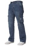 ENZO Mens Designer Cargo Combat Jeans Denim Pants All Waist Sizes (36W x 30L, Mid Stonewash)