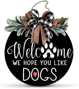Welcome We Hope You Like Dogs Sign - 12'' Round Dogs Welcome Sign for Front Door, Durable and Easy to Install, Weather and Rust-Resistant, Good for Villas, Farmhouse, Special Cafes, and Hotels