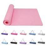 Good Nite Yoga Mat Exercise Mats Workout Pilates Fitness Mat for Women Men Non-Slip Thick 6mm High Density Gymnastics Mats with Carry Strap Tpe 183 x 61 x 0.6cm (Pink)