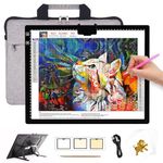 HIUKCOLED Rechargeable A3 Light Pad with Diamond Painting Light Board Storage Bag, Built-in Foldable Stand&top Clip, 3 Colors/Stepless/6-level Brightness, Battery Powered Wireless LED Tracing Box
