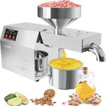 Automatic Oil Press Machine 1500W, Cold/Hot Electric Oil Extractor, High Power Heater & Integrated Intelligent Control, Food Grade Stainless Steel, for Peanut Sunflower Sesame, 3-6KG/H