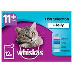 4 x Whiskas 11+ Cat Pouches Fish Selection In Jelly 12x100g