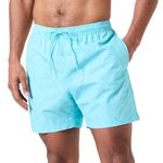 Calvin Klein Men's Medium Drawstring Print Swim Shorts with Back Pocket, Turquoise (Ck Monogram Blue AOP), S