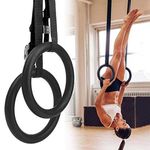 LET'S PLAY® LP-653 Imported Wooden Gymnastic Ring/Roman Ring with Straps and Buckles for Cross Fitness Functional Training and Total Body Conditioning