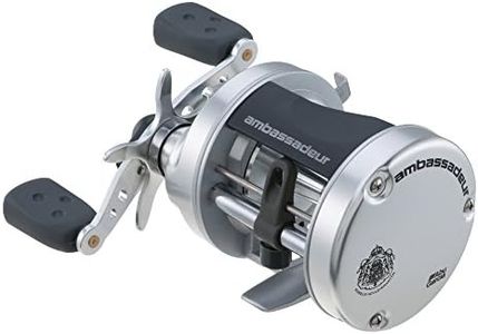 Abu Garcia Ambassadeur S Conventional Reel, Size 6500 (1292736), 1 Stainless Steel Ball Bearings + 1 Roller Bearing, Synthetic Star Drag, Max of 11lb | 4.9kg,Black