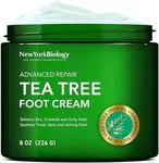 New York Biology Tea Tree Oil Foot Cream for Dry Cracked Feet, Athletes Foot, Nail Fungus, Jock Itch, Ringworm, Cracked Heels and Itchy Skin - Foot Cream - 8 oz - Pack of 1