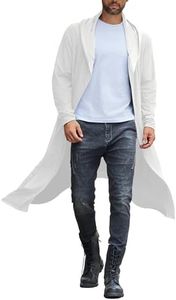 COOFANDY White Cardigan for Men Long Length Vintage Lightweight Cape Hooded Cloak Costume,White,XX-Large