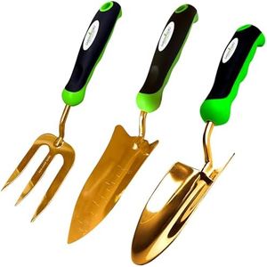 Garden Guru Titanium Garden Tool Set 3pc Hand Trowel Transplanter Cultivator – Heavy Duty - Rust Resistant - Ergonomic Handle – Perfect Gardening Tool Kit Gifts for Women & Men