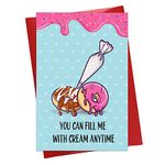 FLYAB Funny Valentines Day Cards for Him Boyfriend Husband 4"x6" You Can Fil Me with Cream Anytime Naughty Valentines Day Gifts Cards Anniversary Birthday Cards for Husband Wife Boyfriend Girlfriend