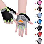 CubePlug Kids Boy Girl Cycling Climing Half Finger Gloves GEL Padded BMX Bike Fingerless [SPI] (S, Green)