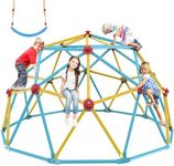 Climbing Dome, 10FT Jungle Gym with Swing for Kids 3 to 10 Outdoor Play Equipment, Supports 800lbs Toddler Play Set, Anti-Rust & Easy Assembly, Gift for Boys Girls (Yellow & Blue)