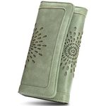 APHISON Womens Wallet RFID Blocking PU Leather Clutch Long Wallet for Women Card Holder Ladies Phone Purse GREEN