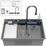 33x22 inch Black Drop In Sink Water
