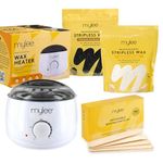 Mylee Professional Waxing Kit with Wax Heater, Hard Wax Beads 2x 500g, Spatulas - Stripless Depilatory Waxing Pellets Solid Film Beans No Strip Needed, Made in The UK (Both Wax Pouches)