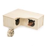 Hamster Maze,Hamster Toys Hamster House Multi Chamber Hideout Wooden Hamster Houses Activity Hamster Burrow Large Exercise Hamster Playground with Bridge for Syrian Hamster Gerbil(3-chamber-room)