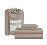 LANE LINEN Queen Sheet Set, 4 Pc Queen Size Sheets Set, 450 Thread Count 100% Cotton Sheets, Cooling Sheets Queen Size, Soft and Breathable Bed Sheets Queen, Deep Pocket Queen Sheets - Taupe